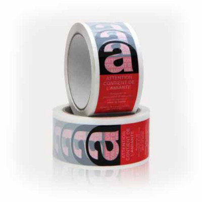 Rubalise 50x100 imprimé AMIANTE Rouge Blanc